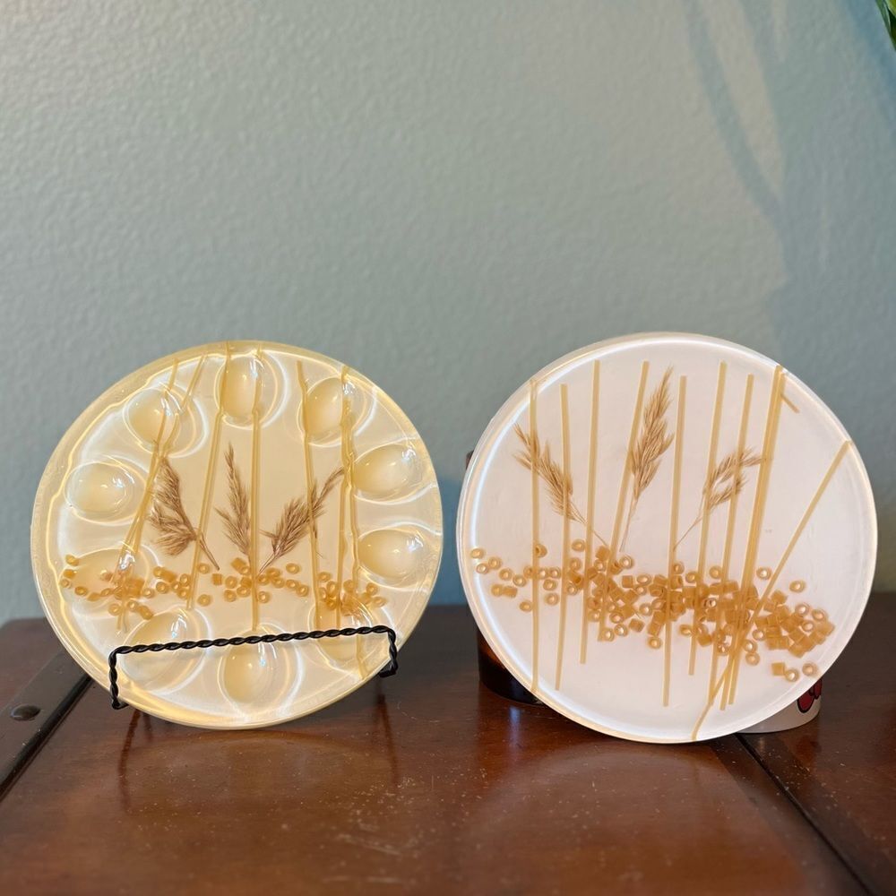 Vintage Mid Century Lucite pasta wheat serving set with deviled egg tray